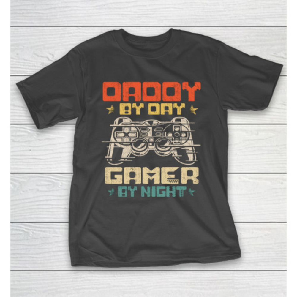 Daddy By Day Gamer By Night Funny Dad Jokes Gaming Tshirt